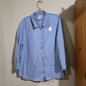 Squishmallows Blue Long Sleeve Top with Pink Buttons